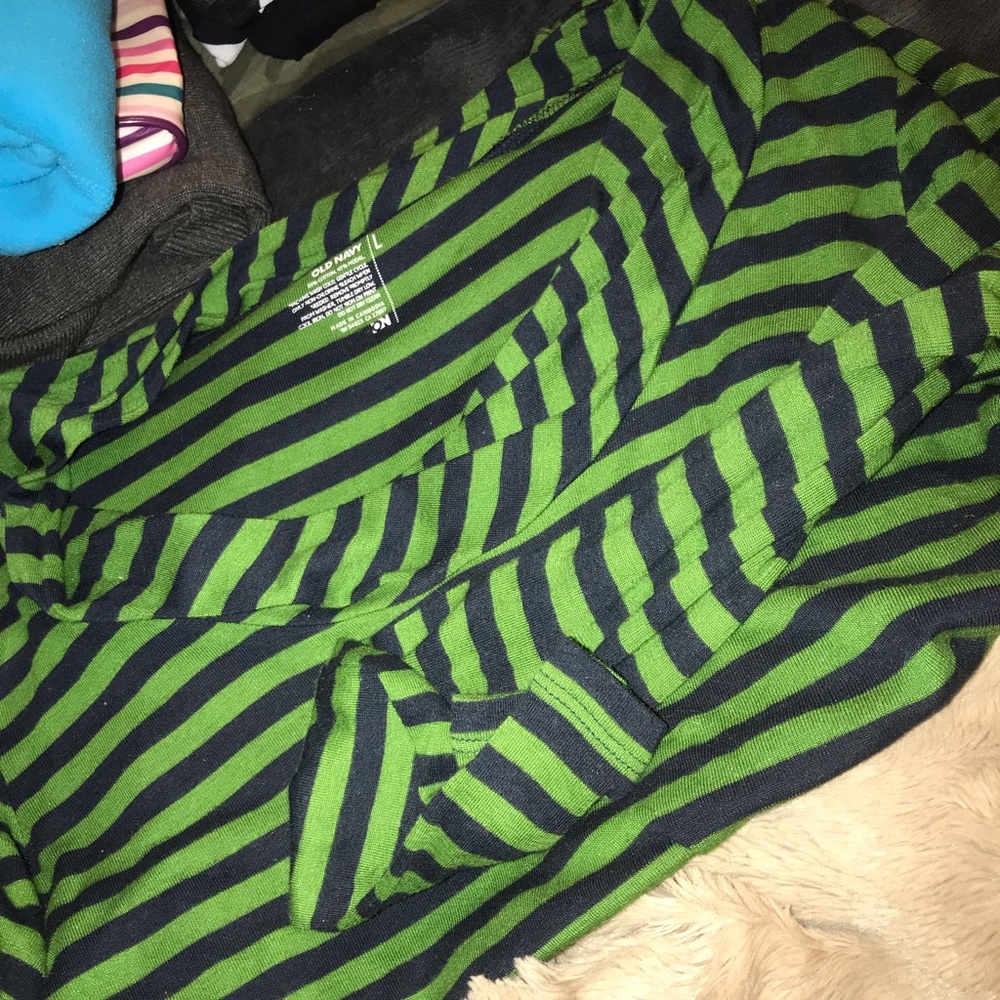 Green and blue striped shirt